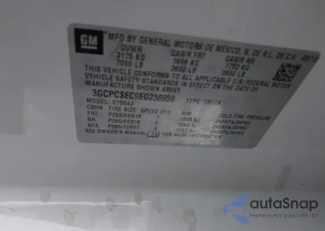 2014 Chevrolet Silverado 1500 1Lz from USA, damaged, VIN 3GCPCSEC9EG236959